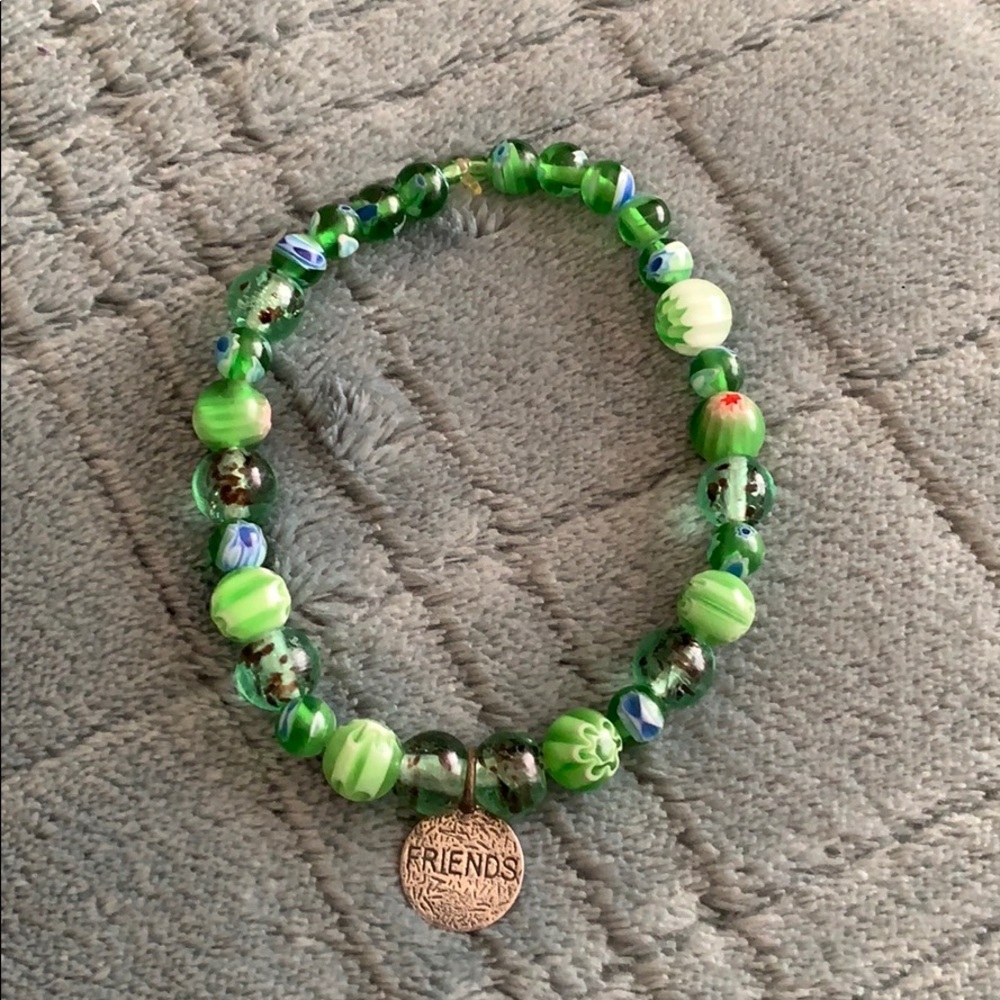 Glass beads, friends, bracelet, expandable 🌿🦋🌿